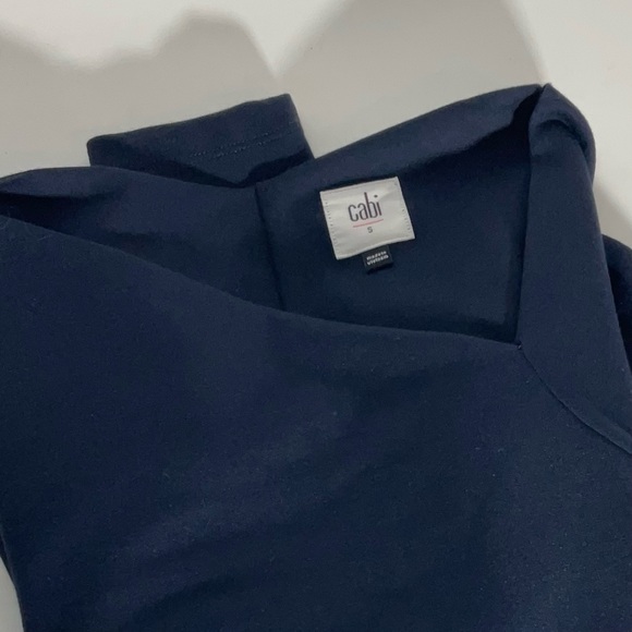 Cabi Contessa Long Sleeve Asymmetric Neckline Navy Built-In Shelf Bra Soft Sz SM - Picture 13 of 16